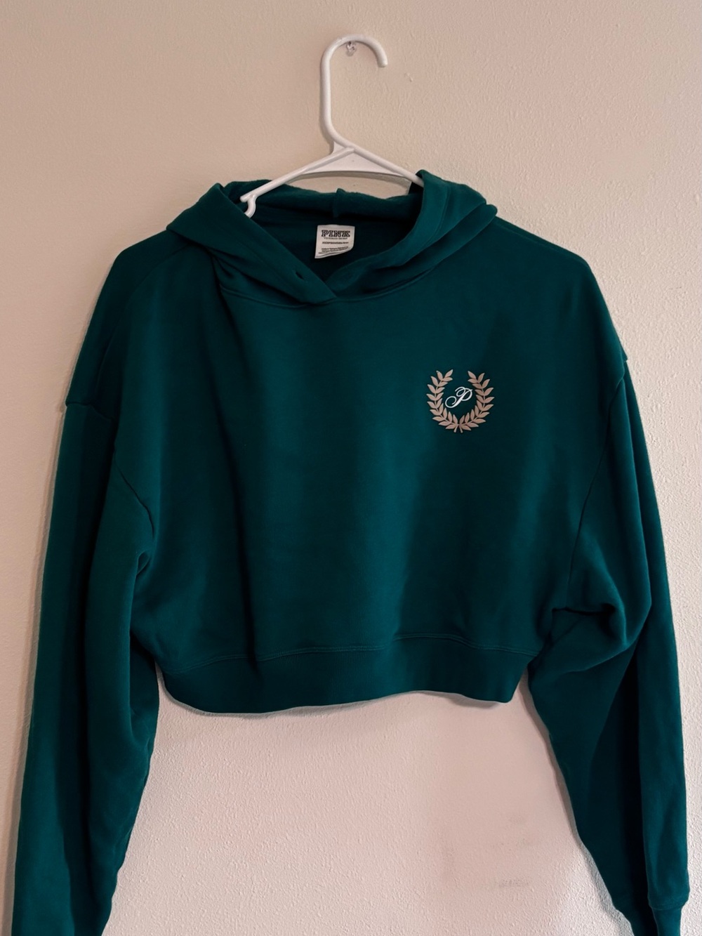 PINK Victoria's Secret Green Cropped Hoodie